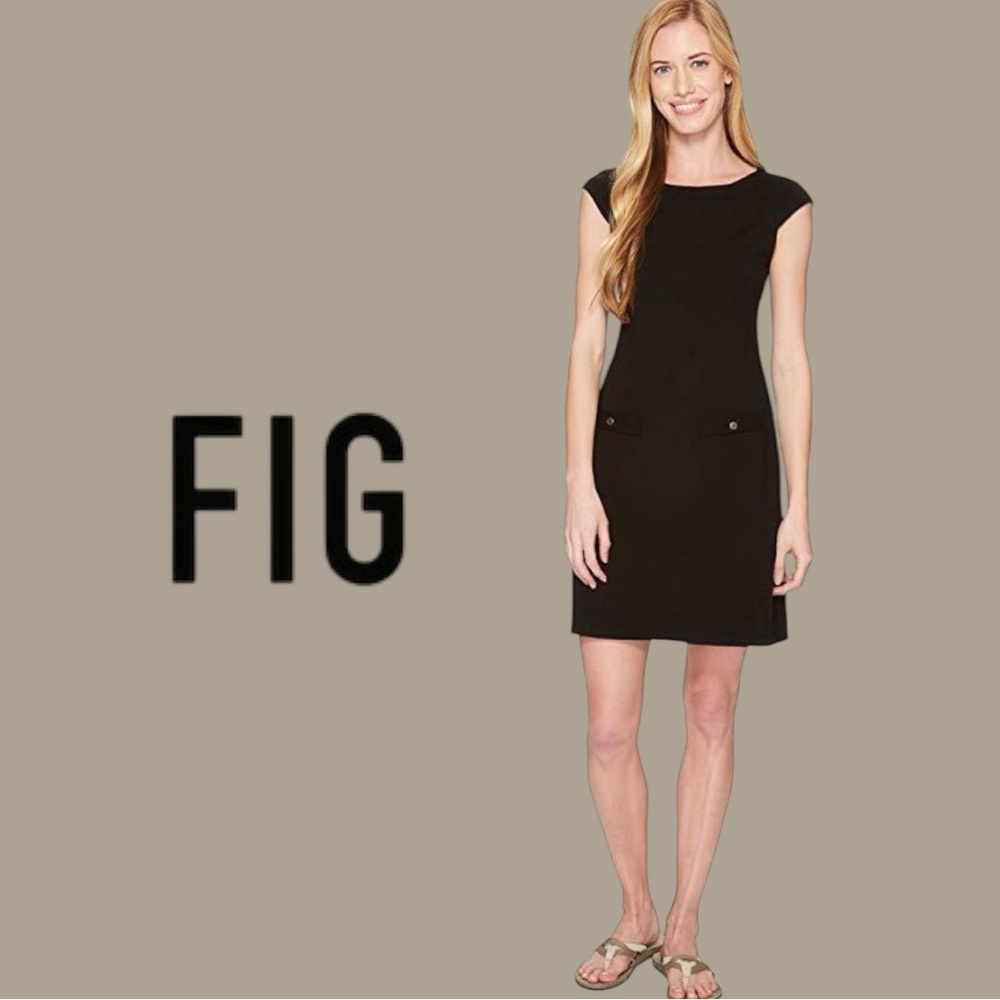 🌷FIG Black Organic Cotton Blend Shift Dress – Size Large – Made in Canada 3/$30